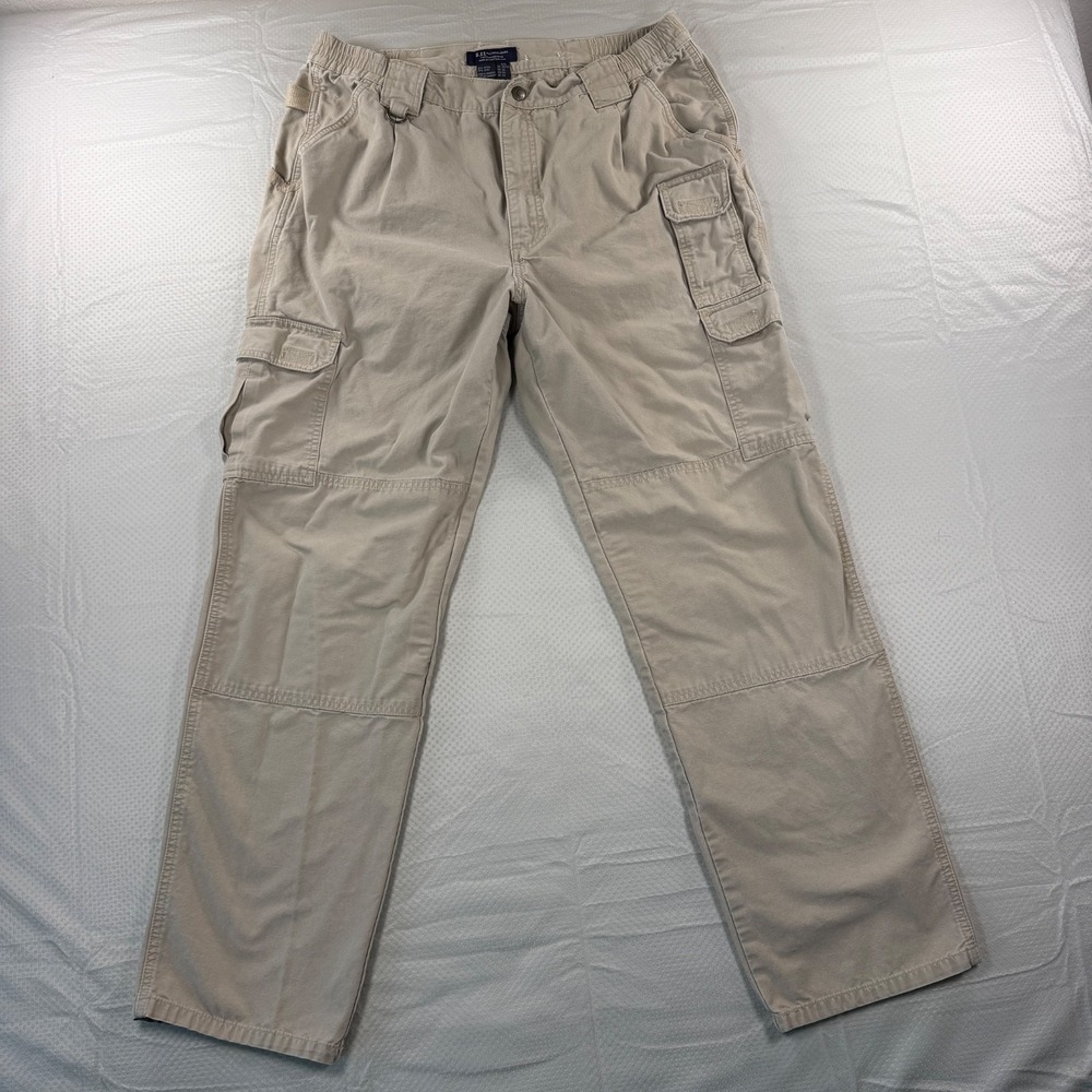 5.11 Tactical Series Mens Pants 36x34 Khaki Tan Canvas Cotton Cargo Work Hiking